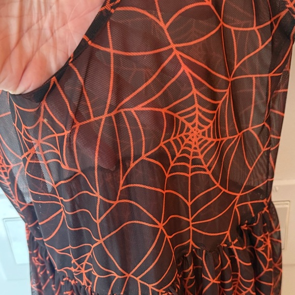 Foxblood Sheer Spider Web Patterned Black and Orange Dress - Picture 2 of 3
